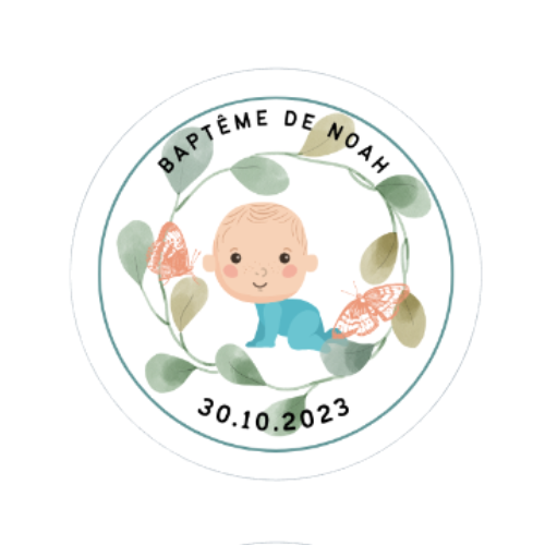 étiquette baptême bébé eco-résponsable