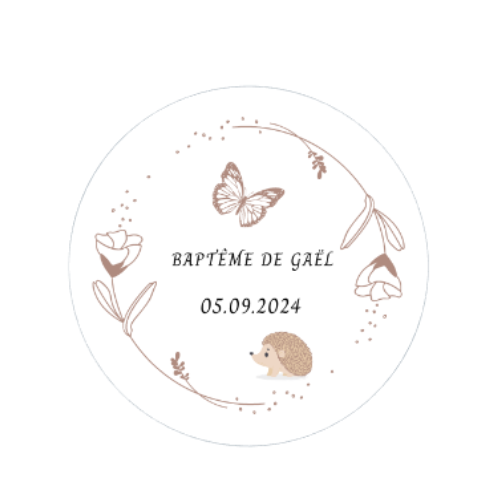étiquette baptême papillon
