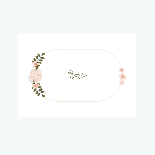 carte remerciements rose minimaliste